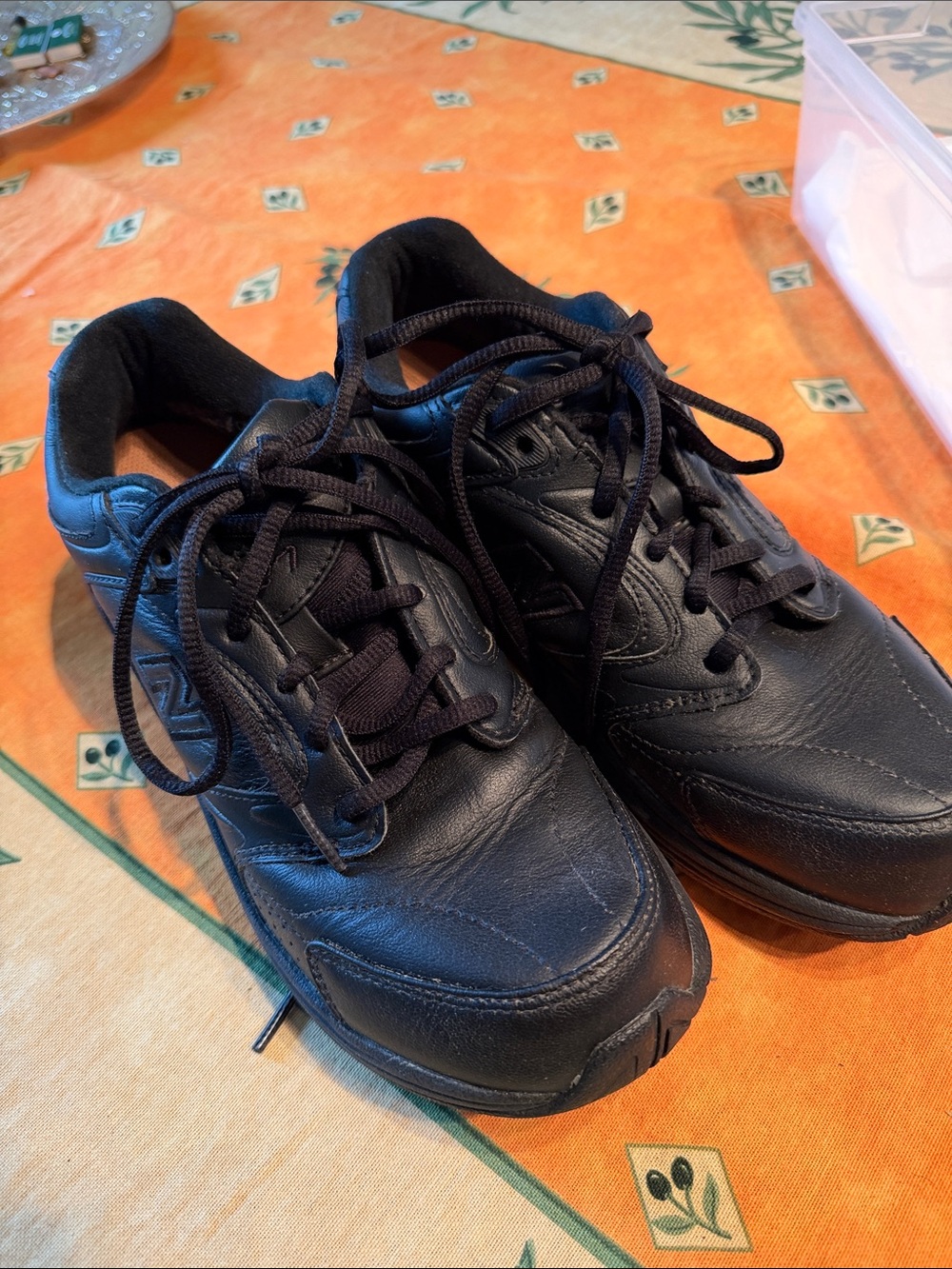 New Balance Black Leather Lace-Up Sneakers